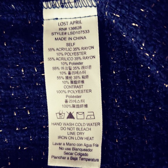 LOST APRIL ANTHRO Navy Metallic Tweed Fringe Dress - Picture 6 of 8